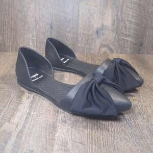 BETH RICHARDS X NATIVE BLACK RUBBER SANDALS POINTED TOE FLATS WITH BOWS SIZE 8